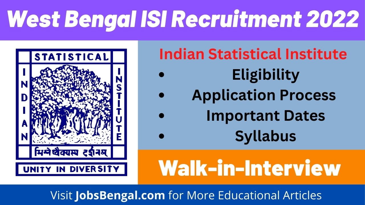 West Bengal ISI Recruitment 2025 Apply For 2 Project Link Person